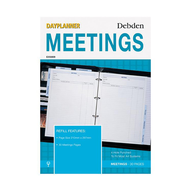 Collins Debden EX5009 Dayplanner Executive Size Meetings 4 Ring Refill | It's A Mega Thing
