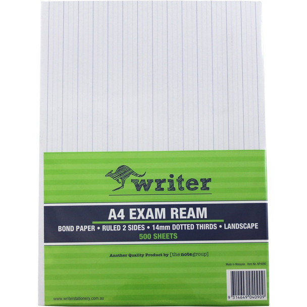 Writer A4 Exam Paper 14mm Dotted Thirds Landscape Ream of 500 Sheets
