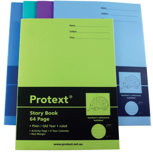 Protext Story Book 330 x 245mm 64 Page Echidna Plain QLD Year 1 Ruled Pack of 10