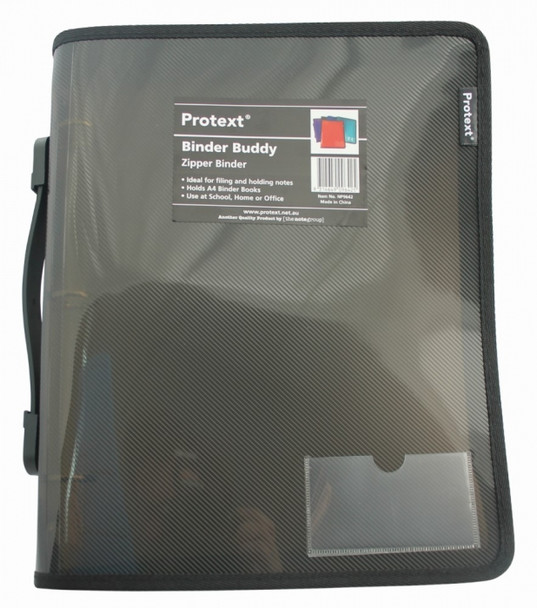 Protext Binder Buddy 25mm 3 Ring with Zipper and Handle Smoke