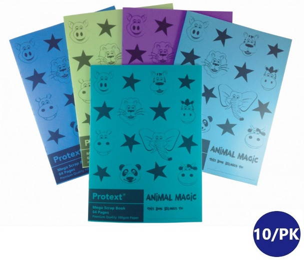 Protext Animal Magic Mega Scrap Book 330 x 240mm 64 Page PP Cover Pack of 10