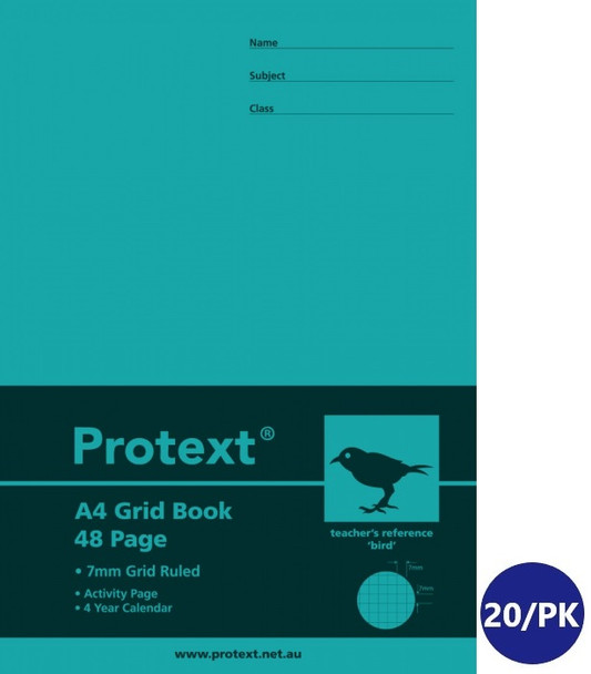 Protext Grid Book A4 48 Page 7mm Bird Pack of 20
