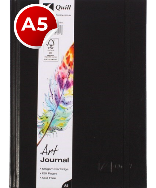 QUILL 100851322 ART JOURNAL 125GSM 60 LEAF A5 BLACK BOX 5 (BX10315) | ITS A MEGA THING