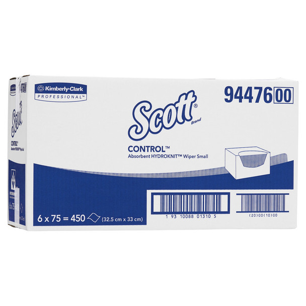 Scott 94476 Control Absorbent Hydroknit Small Wipers White Box of 6 x 75 Wipers