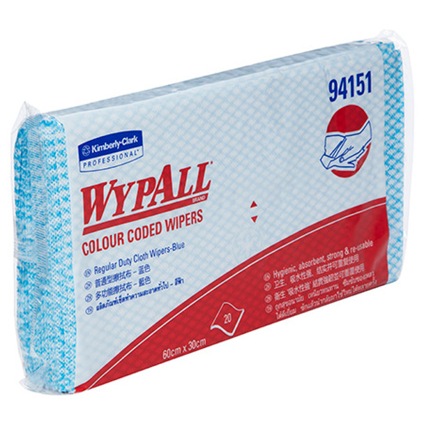 WypAll Colour Coded Cloth Wiper Blue 20 Wipers Pack of 12