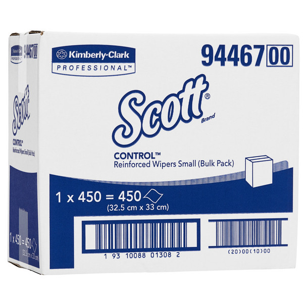 Scott 94467 Control Reinforced Small Wipers White Bulk Pack 450 Wipers
