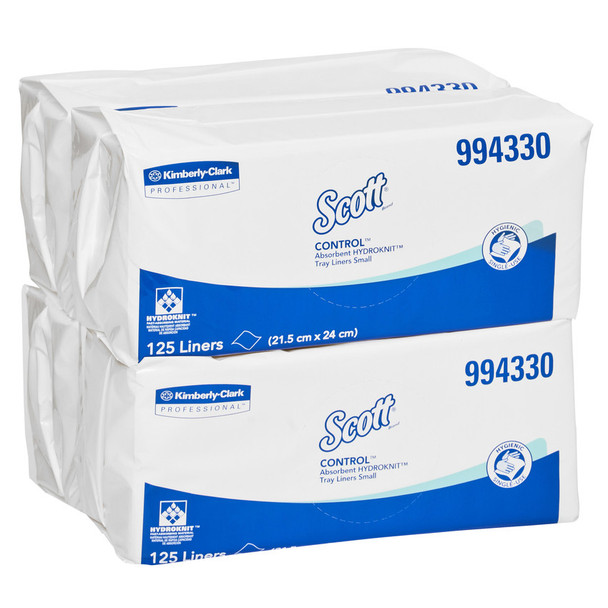 Control Absorbent Hydroknit Small Tray Liners White 125 Sheets Packs of 4 Scott