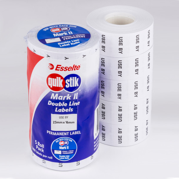 QuikStik Pricing Gun Labels Mark II Permanent Use By Pack of 5 Rolls