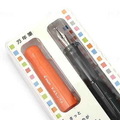 Pilot Kakuno BegreeN Fountain Pen Orange Medium Nib Grey Barrel