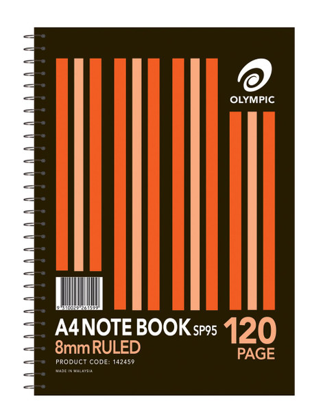 Olympic Notepad A4 120 Pages 8mm Spiral Pack of 10