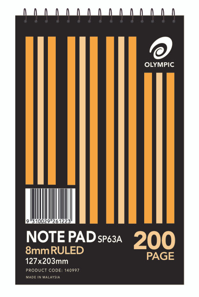 Olympic Notepad 127 x 203mm 200 Pages 8mm Spiral Pack of 10