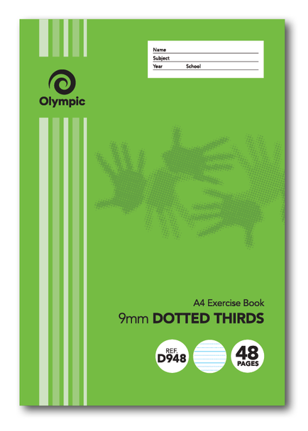 Olympic A4 Exercise Book 48 Pages 9mm Dotted Thirds Ruled Pack of 20