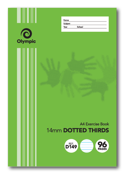 Olympic Exercise Book A4 96 Pages 14mm Dotted Thirds Ruled Pack of 10