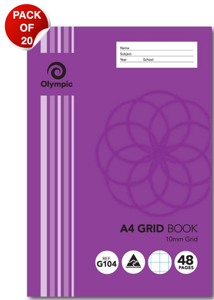 Olympic Grid Book A4 48 Pages 10mm Stapled Pack of 20