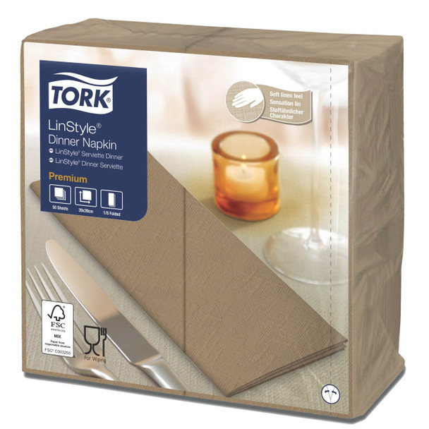 Tork 478167 Premium Linstyle Biscuit Dinner Napkin 1/8 Folded - Carton of 12 | It's A Mega Thing