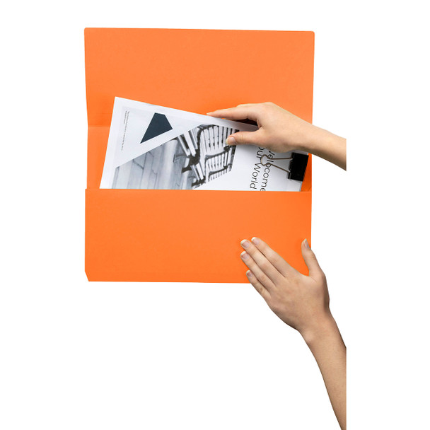 Marbig Foolscap Slimpick Document Wallet Orange Box of 50