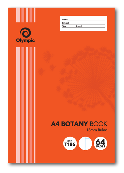 Olympic Botany Book 64 Pages A4 18mm Feint Ruled Pack of 20