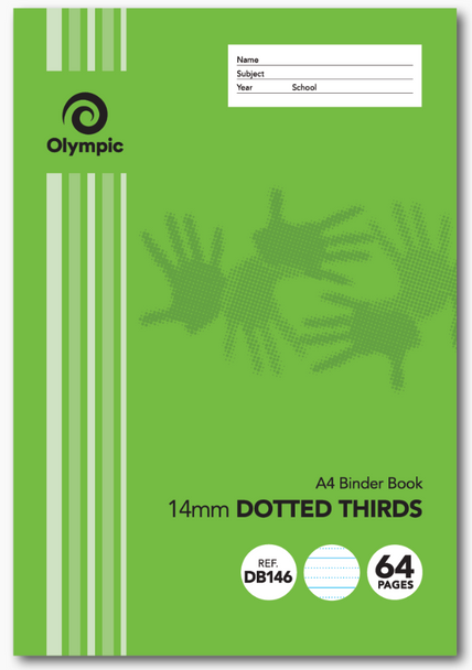 Olympic A4 Binder Book 64 Pages Stapled 14mm Dotted Thirds Pack of 20