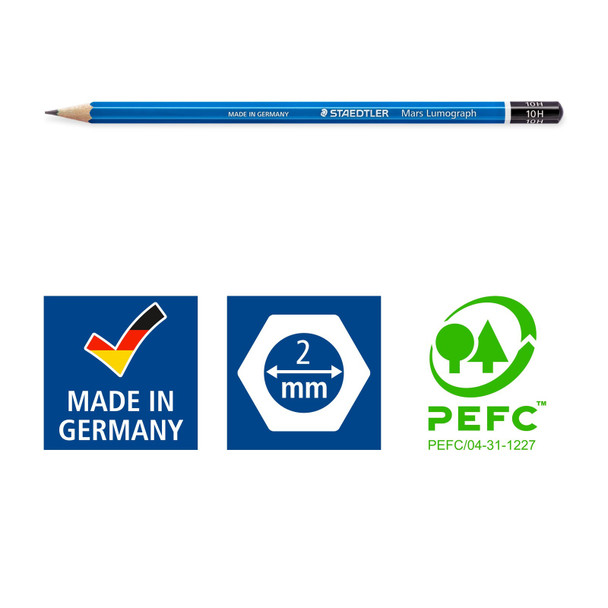 Staedtler 100-10H Mars Lumograph Pencils in a Box of 12
