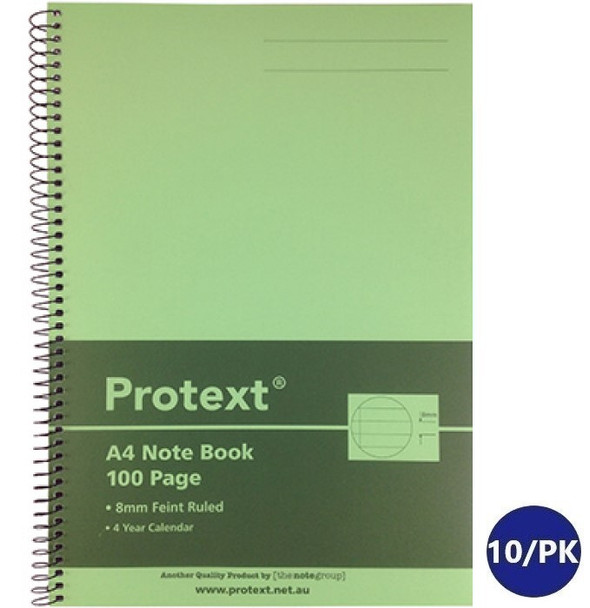 Protext Notebook A4 Polypropylene Cover Ruled 100 Page Lime Pack of 10