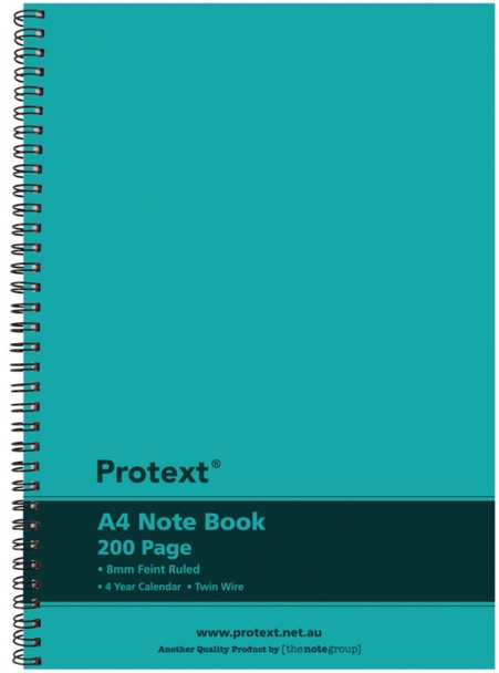 Protext Twin Wire Notebook A4 PP Cover Ruled 200 Page Aqua Pack of 5