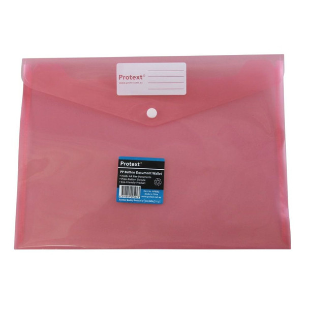 Protext NP9592 A4 Document Wallet PP Button Closure Red - Pack 30 | It's A Mega Thing