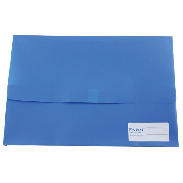 Protext Document Wallet Foolscap PP Velcro Closure Blue Pack of 30