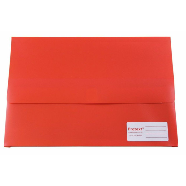 Protext Document Wallet Foolscap PP Velcro Closure Red Pack of 30