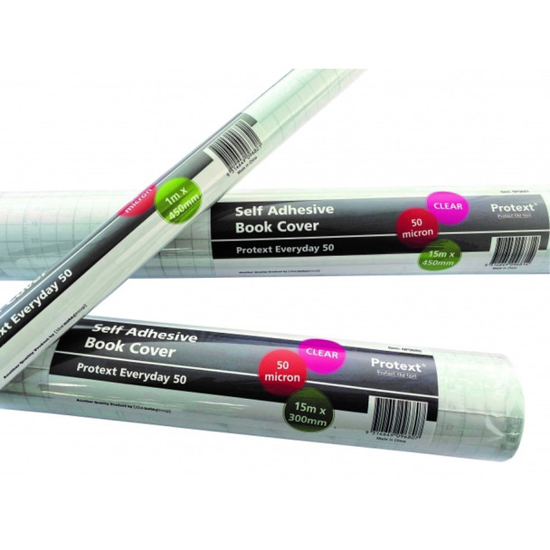 Protext NP9681 Everyday Self-Adhesive Book Cover 50 Micron 450mm x 15m Roll Clear