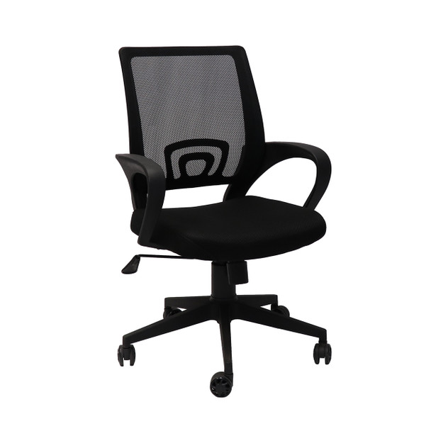 Rapidline Chair Vesta Mesh Back with Arms Black Fabric