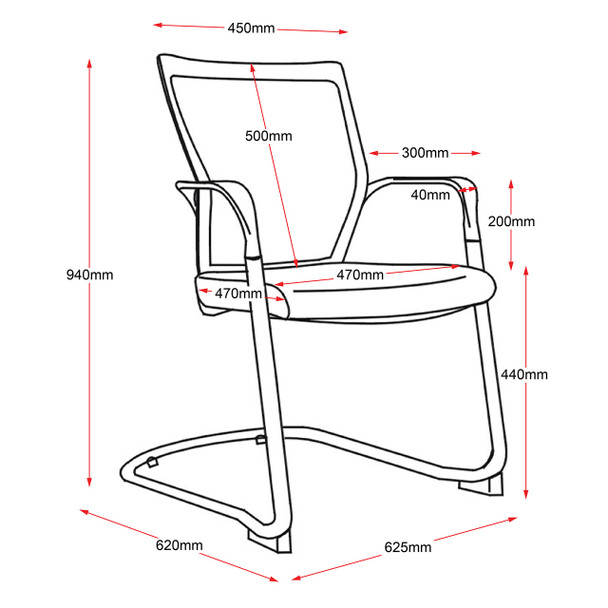 Rapidline WMCC Visitor Chair Black Mesh Back with Arms