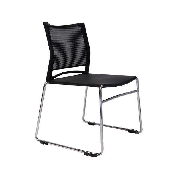 Rapidline PMV Visitor Chair Black Stackable Mesh Back