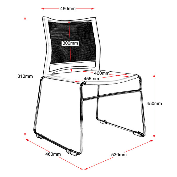 Rapidline PMV Mesh Back Visitor Chair Black Stackable