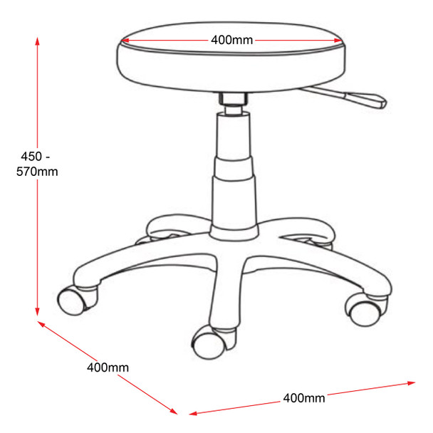 Rapidline Data Stool Black PU 450-570mm Height