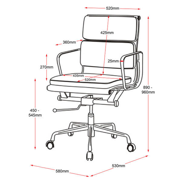 Rapidline PU900M Executive Chair Black PU Medium Back