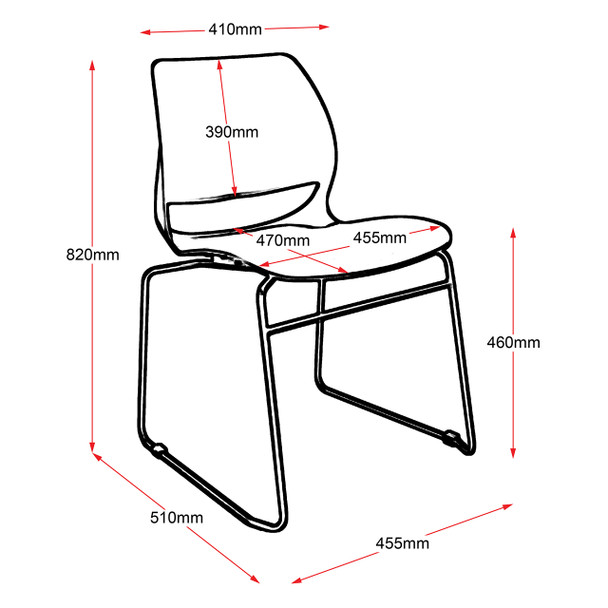 Rapidline Visitor Chair Black Vivid Sled Base