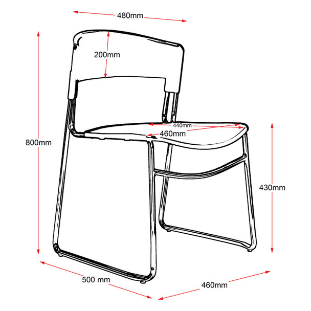 Rapidline Zola Sled Base Black PVC Visitor Chair