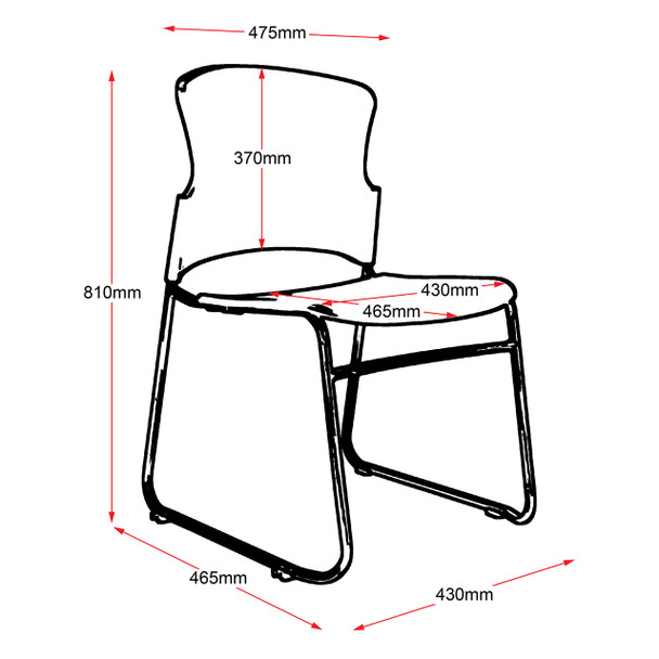 Rapidline Zing PVC Sled Base Visitor Chair Black