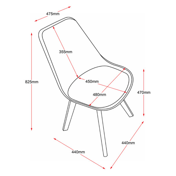 Rapidline Black Shell with Grey Seat Pad Virgo Chair Oak Timber Leg Polypropylene