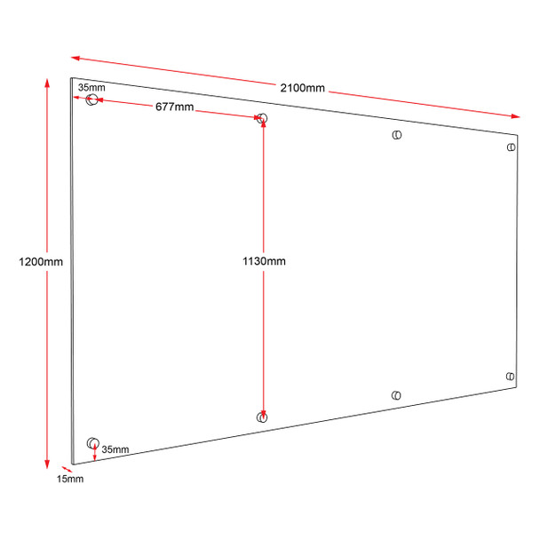 Rapidline Glass Writing Board 2100 x 15 x 1200mm with Chrome Fittings