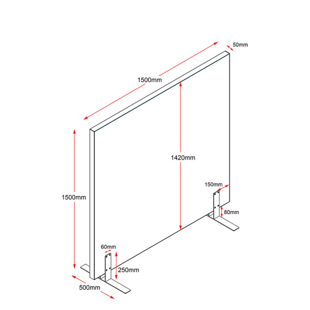 Rapidline Blue Upholstery Free Standing Acoustic Screen 1500 x 50 x 1500mm