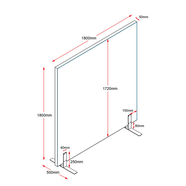 Rapidline Blue Upholstery Free Standing Acoustic Screen 1800 x 50 x 1800mm