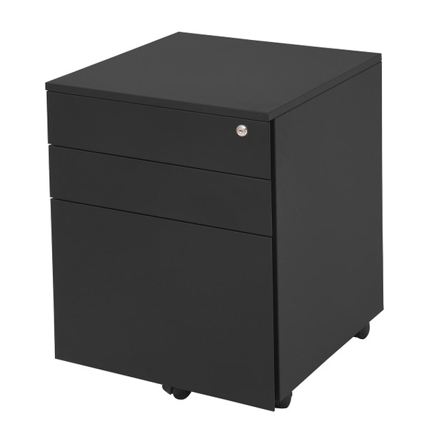 Rapidline Go Steel Mobile Pedestal 3 Drawer Black