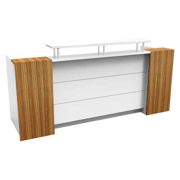 Rapidline Marquee Reception Counter 2400 x 800mm Gloss White / Zebra Veneer
