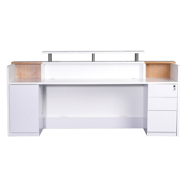 Rapidline Marquee Reception Counter Gloss White / Zebra Veneer 2400 x 800mm
