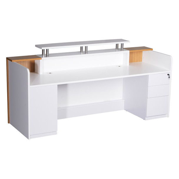 Rapidline Gloss White / Zebra Veneer Marquee Reception Counter 2400 x 800mm