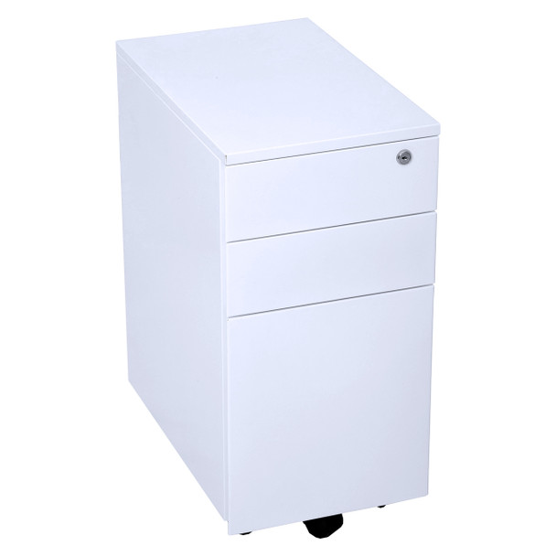 Rapidline #GSP3 WC 3 Drawer Slimline Steel Mobile Pedestal White China - rapidline drawer, rapidline selves, rapidline bookcase, rapidline pedestal, rapidline storage, rapidline cabinet, rapidline tambour, rapidline cupboard, rapidline lockers | It's A Mega Thing