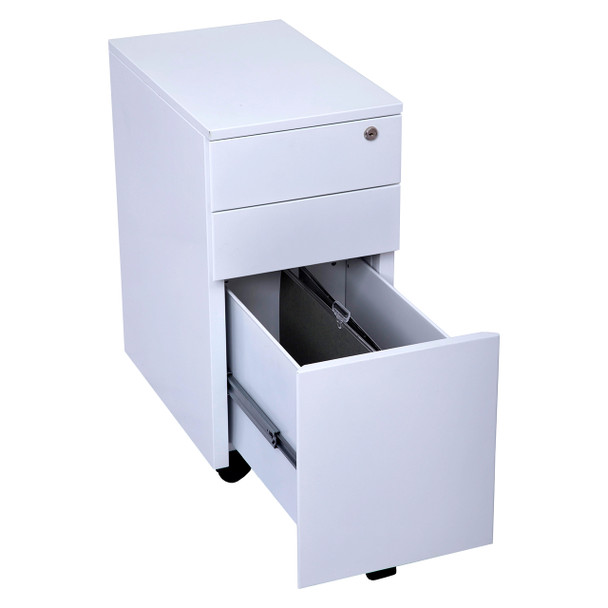 Rapidline White China Go Slimline Steel Mobile Pedestal 3 Drawer