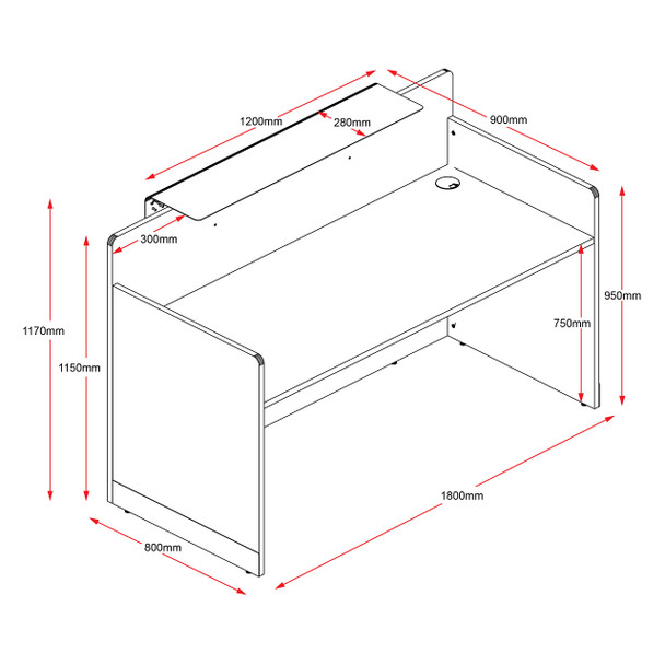 Rapidline Reception Counter 1800 x 800mm Natural White