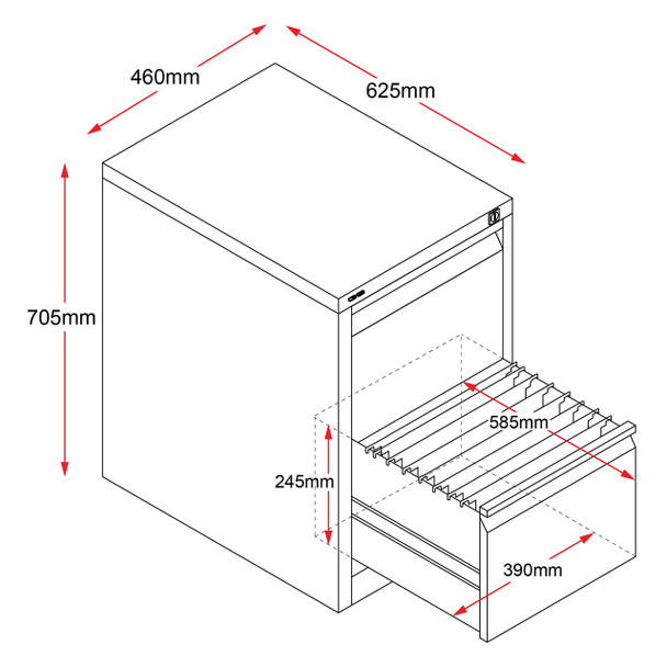 Rapidline #GFCA2 SG GO Heavy Duty 2 Drawer Filing Cabinet - Assembled Silver Grey - rapidline drawer, rapidline selves, rapidline bookcase, rapidline pedestal, rapidline cabinet | It's A Mega Thing